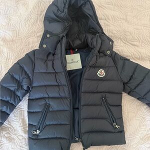 Moncler Kids Navy Hooded Puffer Coat